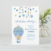 ホットエアバルーングリッタースター誕生日フォーボーイズ 招待状 (スタンド正面)