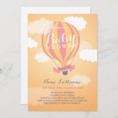ホットエアバルーンサンセットガールベビーシャワー招待状 招待状 (正面/裏面)