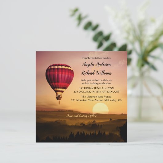 ホットエアバルーンサンセット結婚式招待状 招待状 (スタンド正面)