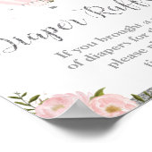 ホットエアバルーンシルバーピンクフローラおむつラッフル ポスター (角)