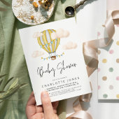 ホットエアバルーンシンプルベビーシャワー 招待状