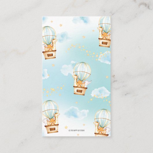 ホットエアバルーンジャングル動物の男の子おむつラッフル エンクロージャーカード (裏面)