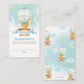 ホットエアバルーンジャングル動物の男の子おむつラッフル エンクロージャーカード (正面/裏面)