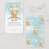 ホットエアバルーンジャングル動物の男の子おむつラッフル エンクロージャーカード (正面/裏面)