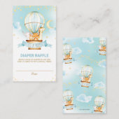 ホットエアバルーンジャングル動物の男の子おむつラッフル エンクロージャーカード (正面/裏面)