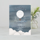 ホットエアバルーンスターニュートラルベビーシャワー 箔招待状 (立ち正面)