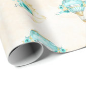 ホットエアバルーンターコイズイエローローズ ラッピングペーパー (ロールコーナー)