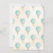ホットエアバルーンターコイズ金ゴールドイエローアクア 招待状 (裏面)