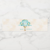 ホットエアバルーンターコイズ金ゴールドイエローローズ ペットボトルラベル (シングルラベル)