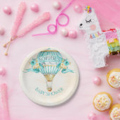 ホットエアバルーンターコイズ金ゴールドイエローローズ ペーパープレート (パーティー)