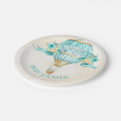 ホットエアバルーンターコイズ金ゴールドイエローローズ ペーパープレート (アングル)