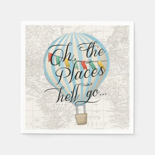 ホットエアバルーンナプキンベビーシャワーボーイ スタンダードカクテルナプキン (正面)