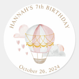 ホットエアバルーンハート誕生日クラシックラウンド ラウンドシール