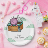 ホットエアバルーンバスケットベビーシャワーにピンクのクマ ペーパープレート (パーティー)