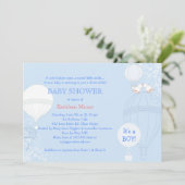 ホットエアバルーンパステルブルー男児シャワー 招待状 (スタンド正面)