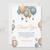 ホットエアバルーンパステルボーイトラベル赤ちゃんシャワー サンキューカード (正面)