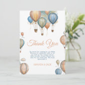 ホットエアバルーンパステルボーイトラベル赤ちゃんシャワー サンキューカード (スタンド正面)