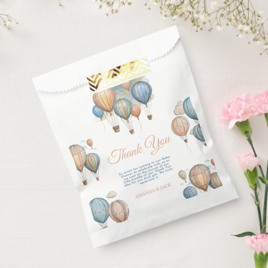 ホットエアバルーンパステルボーイトラベル赤ちゃんシャワー フェイバーバッグ (封をした状態)