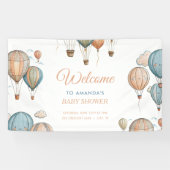 ホットエアバルーンパステルボーイトラベル赤ちゃんシャワー 横断幕 (横)