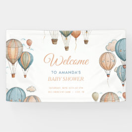 ホットエアバルーンパステルボーイトラベル赤ちゃんシャワー 横断幕