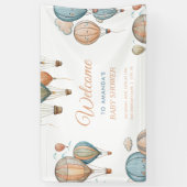 ホットエアバルーンパステルボーイトラベル赤ちゃんシャワー 横断幕 (縦)