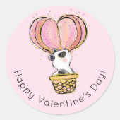 ホットエアバルーンパンダハッピーバレンタインデー ラウンドシール (正面)