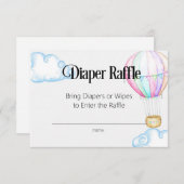 ホットエアバルーンピンクおむつラッフルカード 招待状 (正面/裏面)