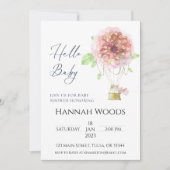 ホットエアバルーンピンクフローラベビーシャワー 招待状 (正面)