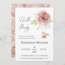 ホットエアバルーンピンクフローラベビーシャワー