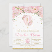 ホットエアバルーンピンクフローラ洗礼《キリスト教》洗礼式や命名式 招待状 (正面)