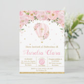 ホットエアバルーンピンクフローラ洗礼《キリスト教》洗礼式や命名式 招待状 (スタンド正面)