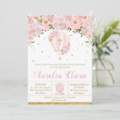 ホットエアバルーンピンクフローラ洗礼《キリスト教》洗礼式や命名式 招待状 (スタンド正面)