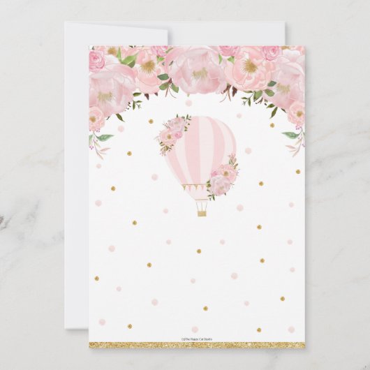 ホットエアバルーンピンクフローラ洗礼《キリスト教》洗礼式や命名式 招待状 (裏面)