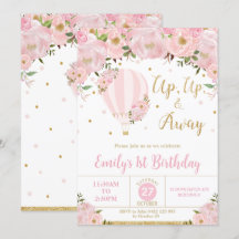 ホットエアバルーンピンクフローラ花1st誕生日