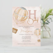 ホットエアバルーンピンクボホベイビーシャワー 招待状 (スタンド正面)