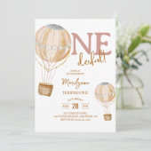 ホットエアバルーンピンクボホ1st誕生日 招待状 (スタンド正面)