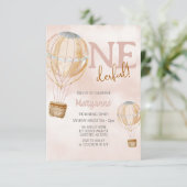 ホットエアバルーンピンクボホ1st誕生日 招待状 (スタンド正面)
