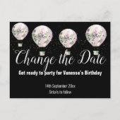 ホットエアバルーンピンク日付変更ブラック 案内ポストカード (正面)