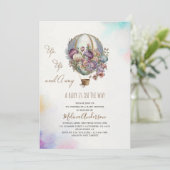 ホットエアバルーンピンク薄紫雲の水カラーベビーs 招待状 (スタンド正面)