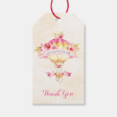 ホットエアバルーンピンク金ゴールドイエローローズアロー ギフトタグ (正面)