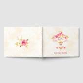 ホットエアバルーンピンク金ゴールドイエローローズ ゲストブック (全面)