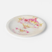 ホットエアバルーンピンク金ゴールドイエローローズ ペーパープレート (アングル)