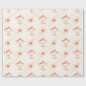 ホットエアバルーンピンク金ゴールドイエローローズ ラッピングペーパー (フラット)