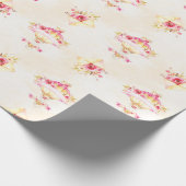 ホットエアバルーンピンク金ゴールドイエローローズ ラッピングペーパー (角)