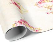 ホットエアバルーンピンク金ゴールドイエローローズ ラッピングペーパー (ロールコーナー)