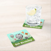 ホットエアバルーンファーム動物カスタム誕生日 スクエアペーパーコースター (インサイチュ)