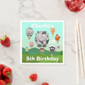 ホットエアバルーンファーム動物カスタム誕生日 スタンダードカクテルナプキン (インサイチュ)
