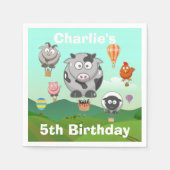 ホットエアバルーンファーム動物カスタム誕生日 スタンダードカクテルナプキン (正面)