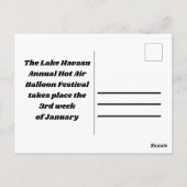 ホットエアバルーンフェスティバルレイクハバス ポストカード (裏面)