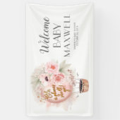 ホットエアバルーンフローラベビーシャワーへようこそ 横断幕 (縦)